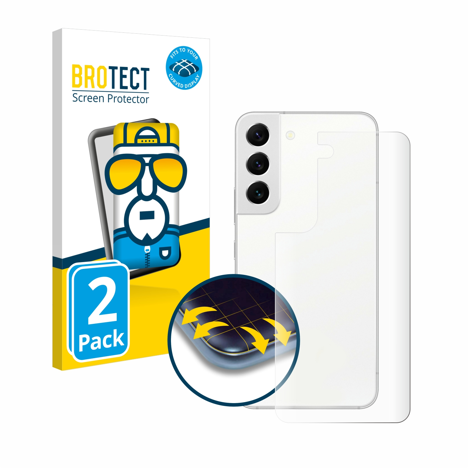 BROTECT 2x Flex Full-Cover Galaxy 5G) Curved Schutzfolie(für Samsung S22 3D