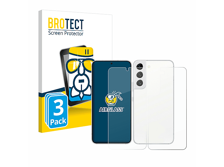 3x klare S22 Schutzfolie(für 5G) Airglass Samsung Galaxy BROTECT