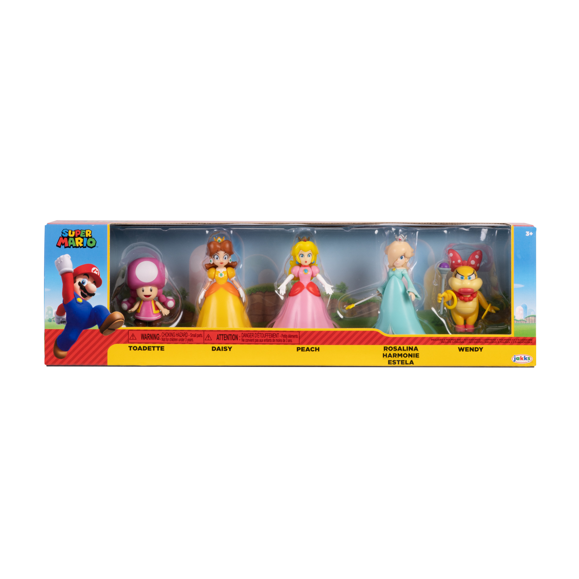 Nintendo mehrfarbig Friends Spielfigur Figuren Mario Set cm & 5er SUPER 6,5 Pack, MARIO Peach Super