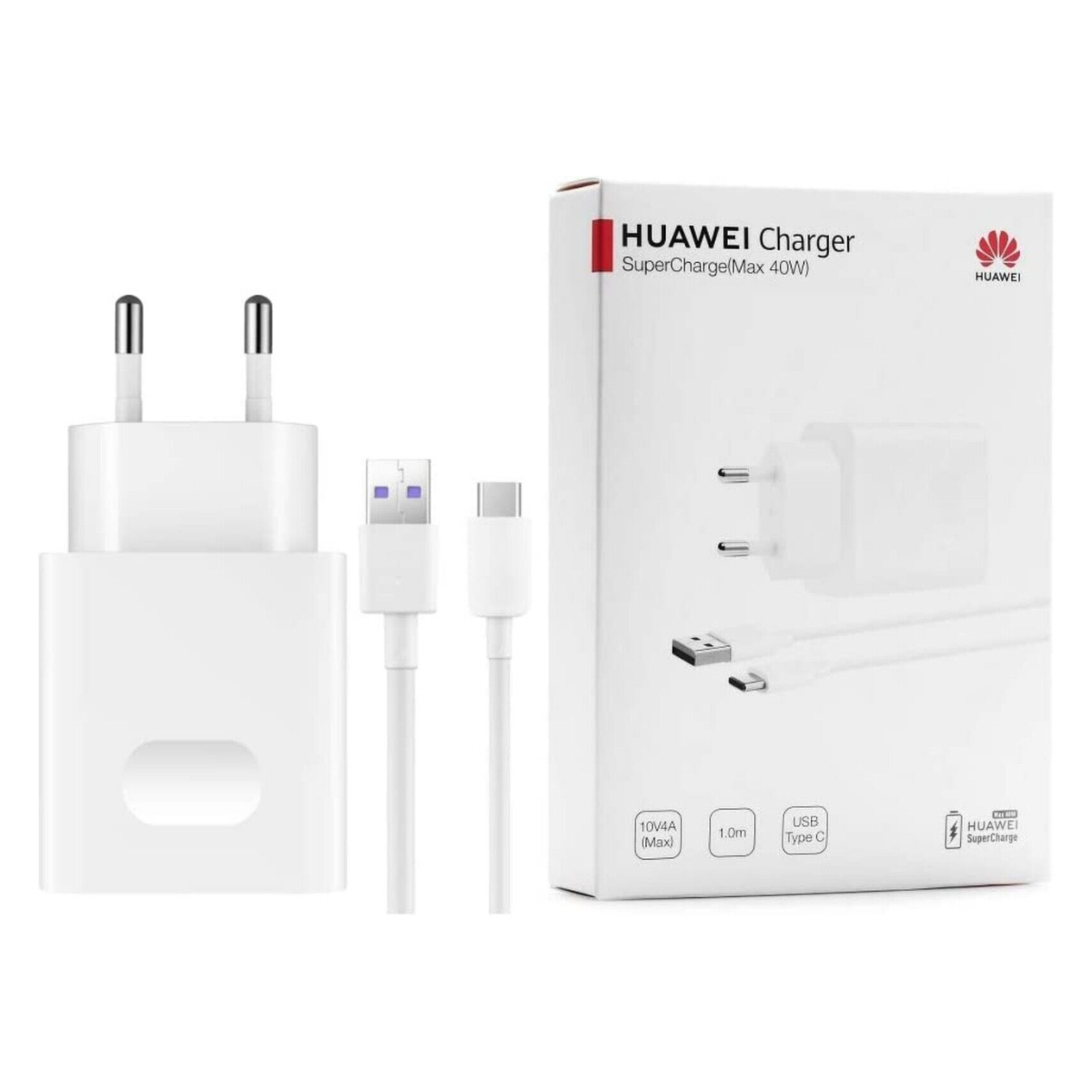 HUAWEI Original Huawei Schnellladegerät USB-C, Netzteil Datenkabel Ladegerät, 1 40W Adapter Ladekabel Weiß m