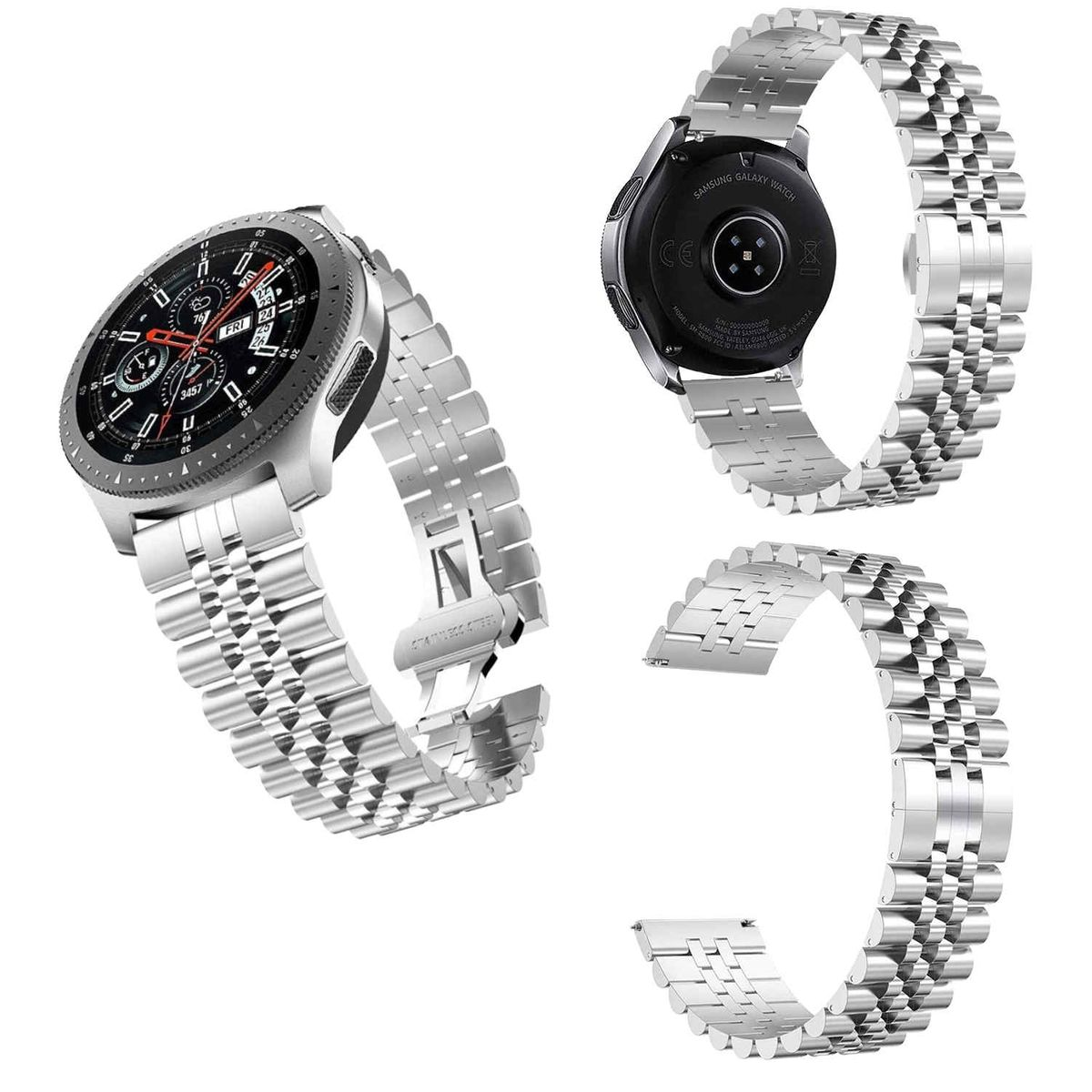 WIGENTO Deluxe Edelstahl / Metall / 42 4 Watch / 4 Galaxy mm 47 / 44 46 mm, 43 Watch 5 Muster Classic Armband, 45mm / Watch Pro 6 mm 6 40 Ersatzarmband, Samsung, 10 / Edelstahl 5 