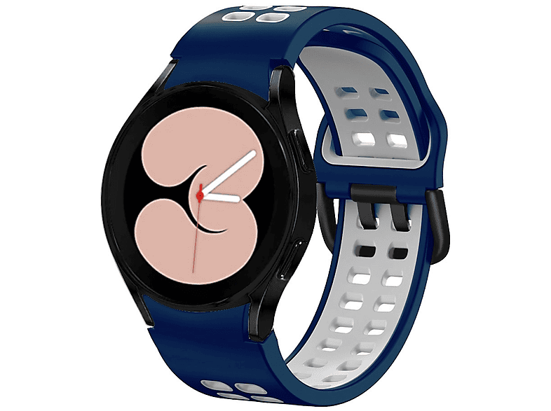 WIGENTO TPU Silikon Armband Arm Band Sport, Ersatzarmband, Samsung, Galaxy Watch 6 / 5 / 4 40 44 mm / Watch 5 Pro 45mm / Watch 6 / 4 Classic 43 47 mm / 42 46 mm, Schwarz / Weiß