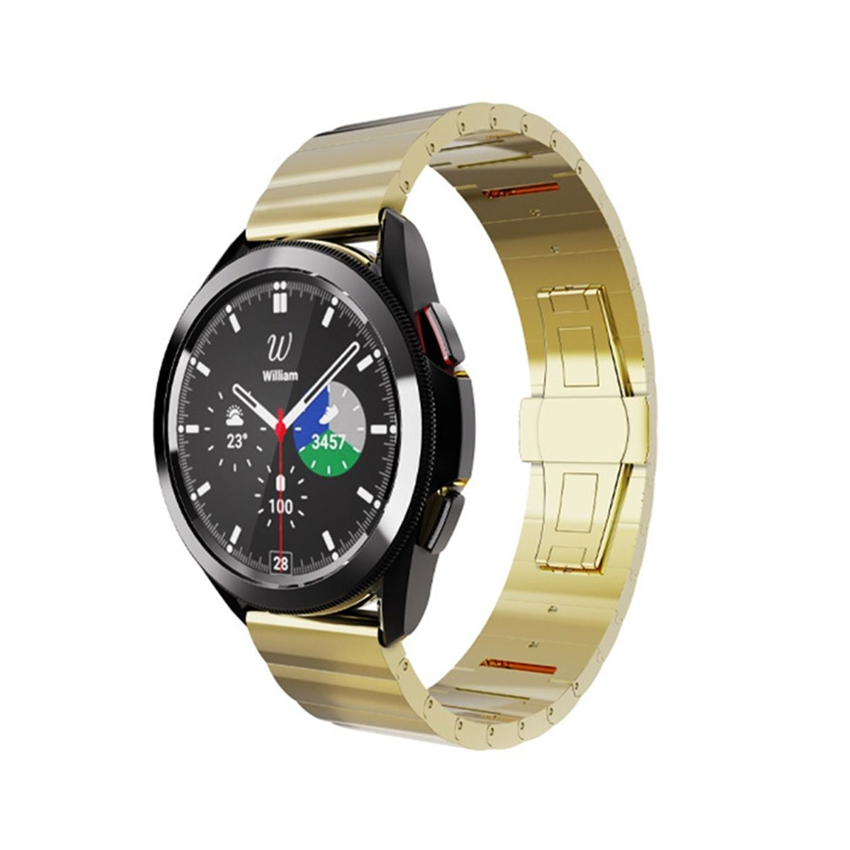 WIGENTO Design Metall Stahl Watch Classic 47 mm, 5 5 Band, mm 43 Watch 46 / Gold / 2 Style / 42 6 mm 44 4 4 Pro 6 Galaxy Ersatzarmband, / Samsung, 40 / 45mm / Watch 