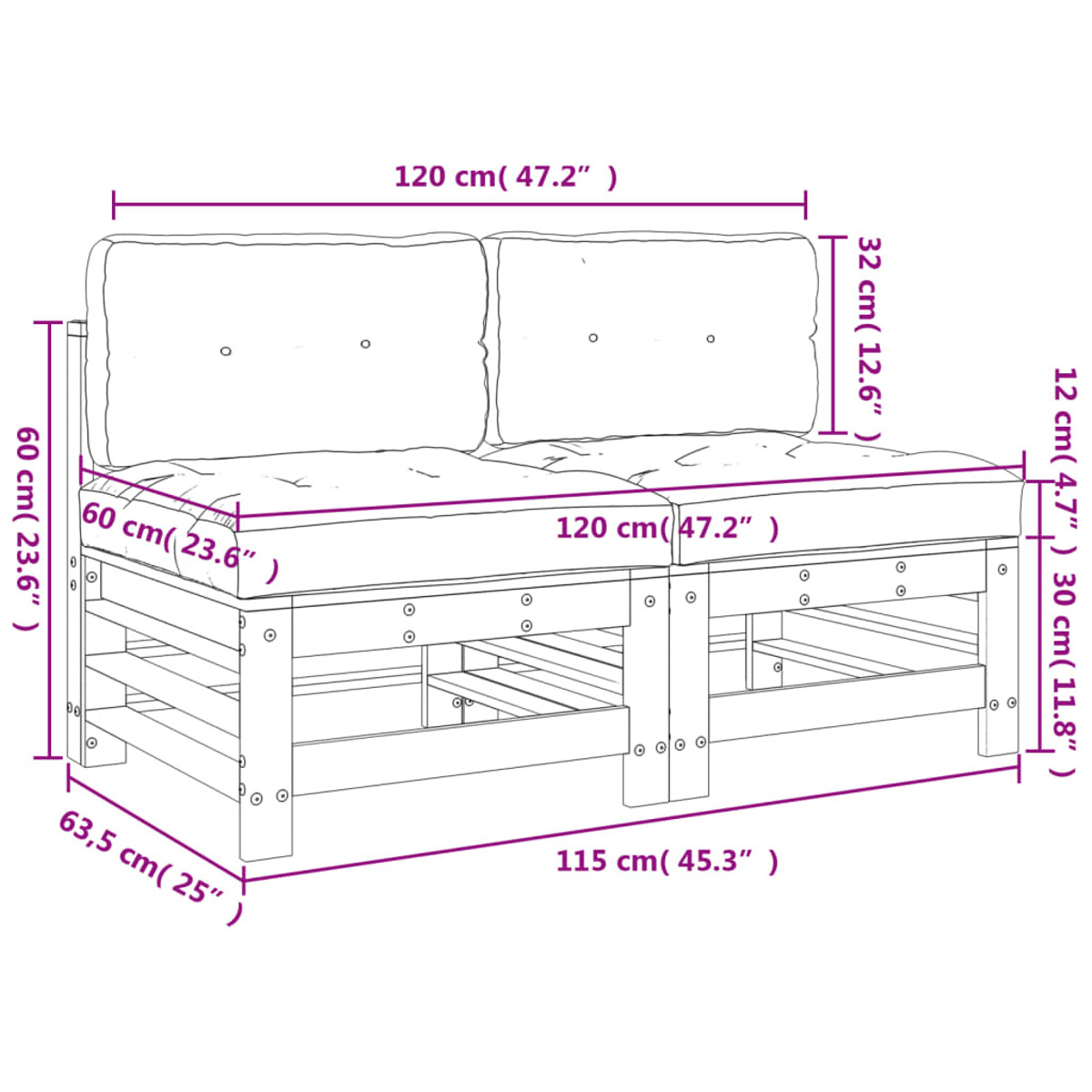 Gartensofa, VIDAXL Schwarz 825692