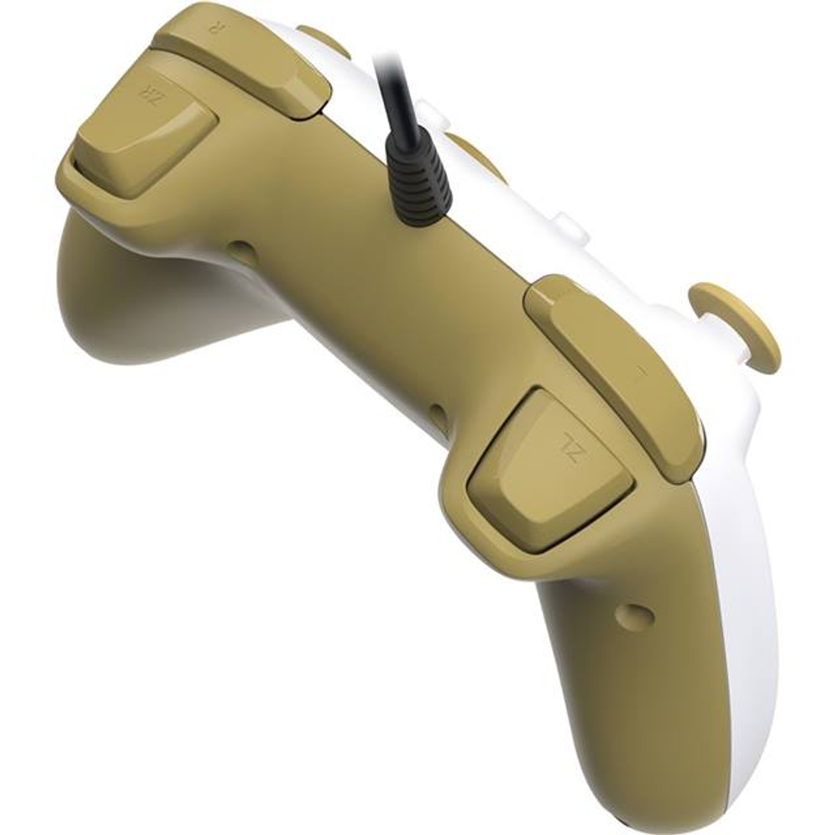 Zielony i biały kontroler do gier z kablem.