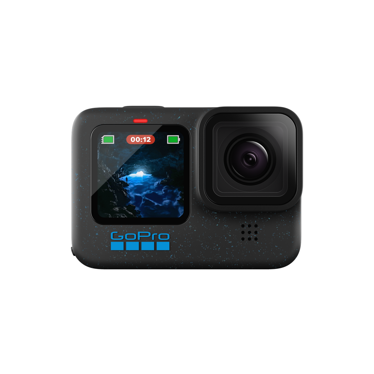Eine GoPro-Kamera zeigt eine Höhlenansicht mit einer Unterwasserszene.