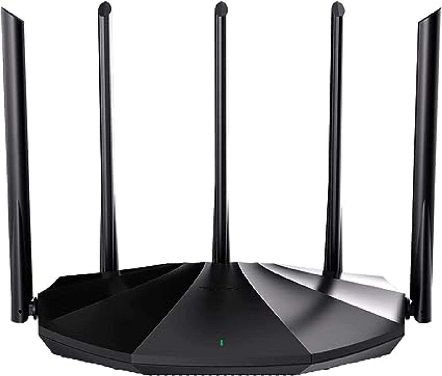 Czarny router z antenami.