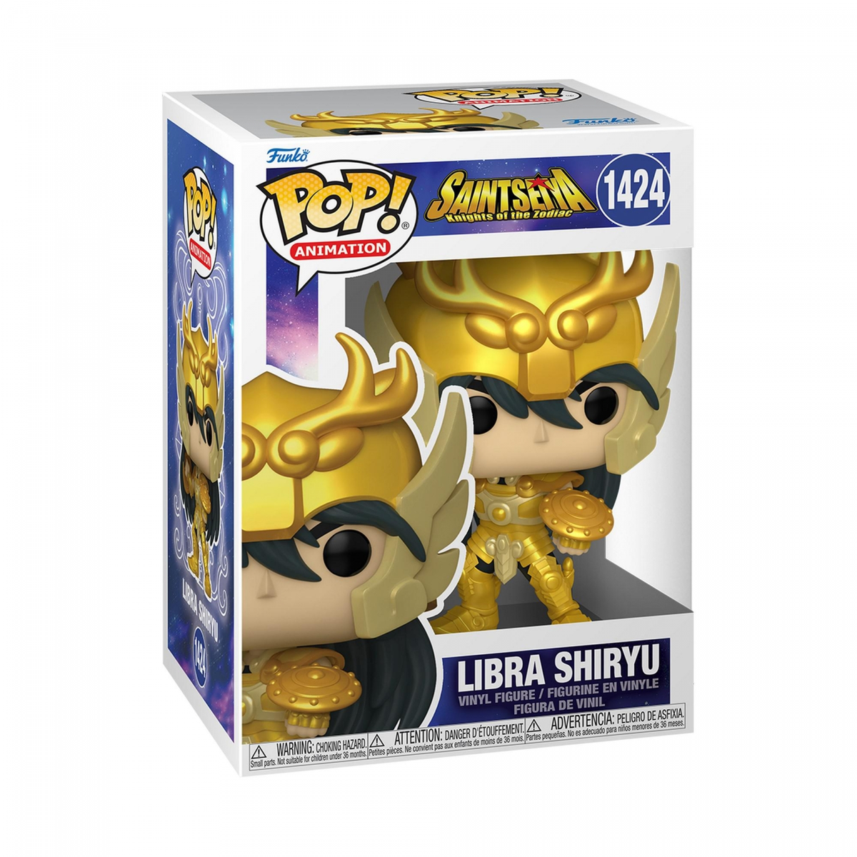 Funko Pop! figura in scatola. Libra Shiryu di Saint Seiya, armatura dorata.