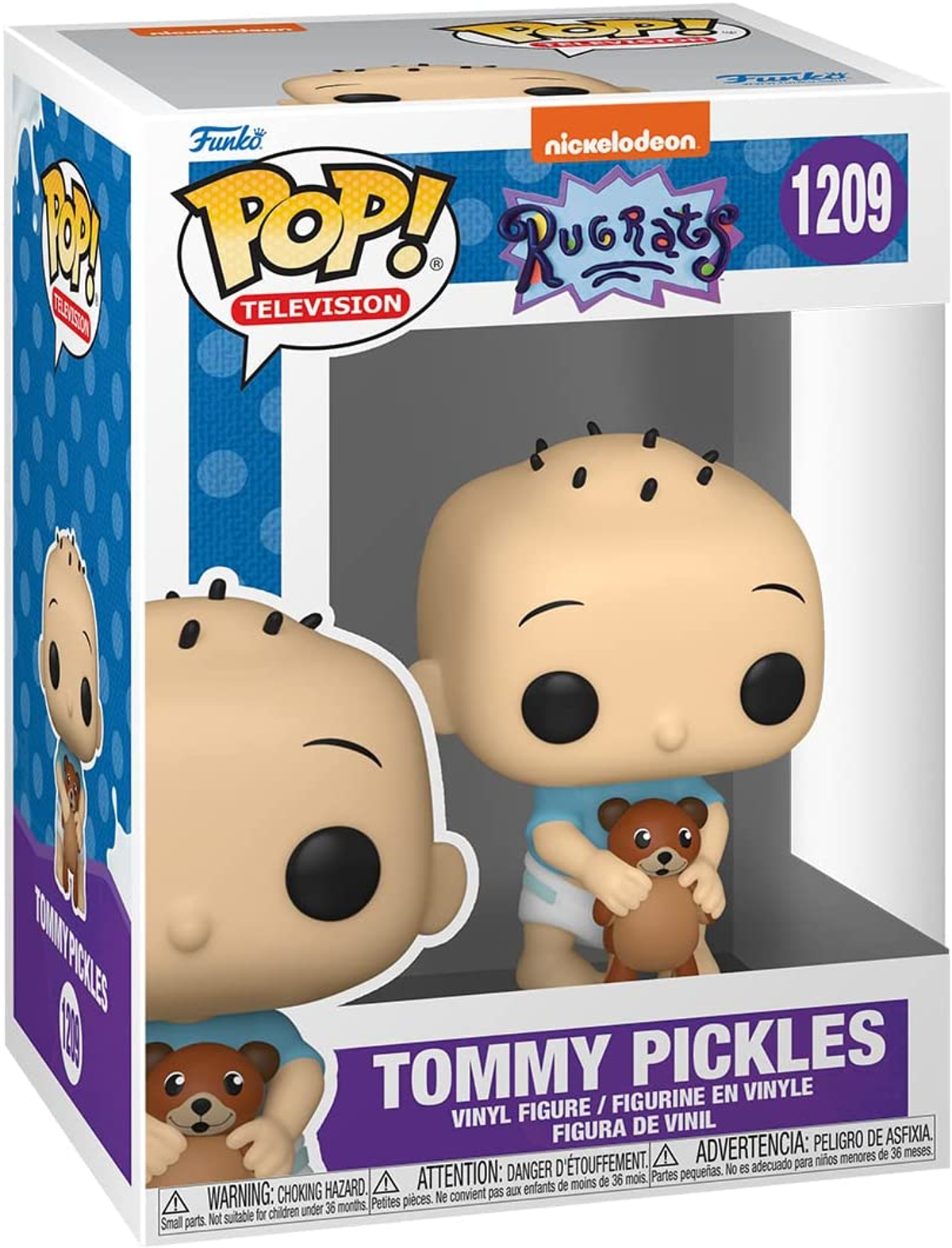 Funko Pop Figur von Tommy Pickles aus Rugrats, hält einen Teddybären, in einer Box.