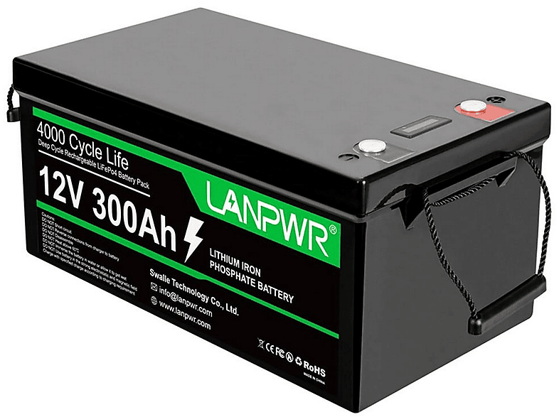 300Ah 12V Schwarz LANPWR 3840Wh Stromzeuger