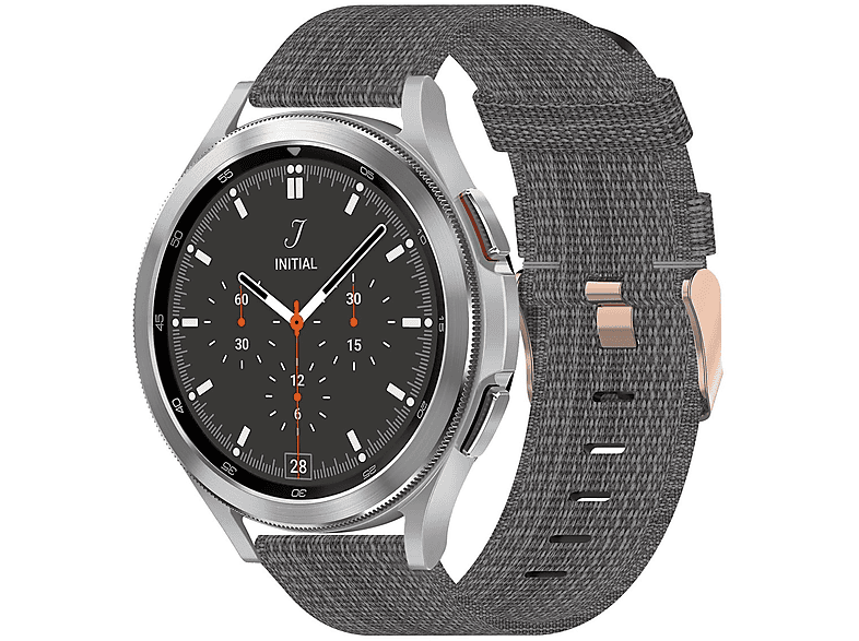 WIGENTO Gewebtes 46 4 / Armband 4 Dunkelgrau Watch Classic Pro 5 47 Nylon mm 5 40 Watch / / 42 mm, Sport 45mm / Watch mm Samsung, Band, Ersatzarmband, 44 6 / / Galaxy 43 6