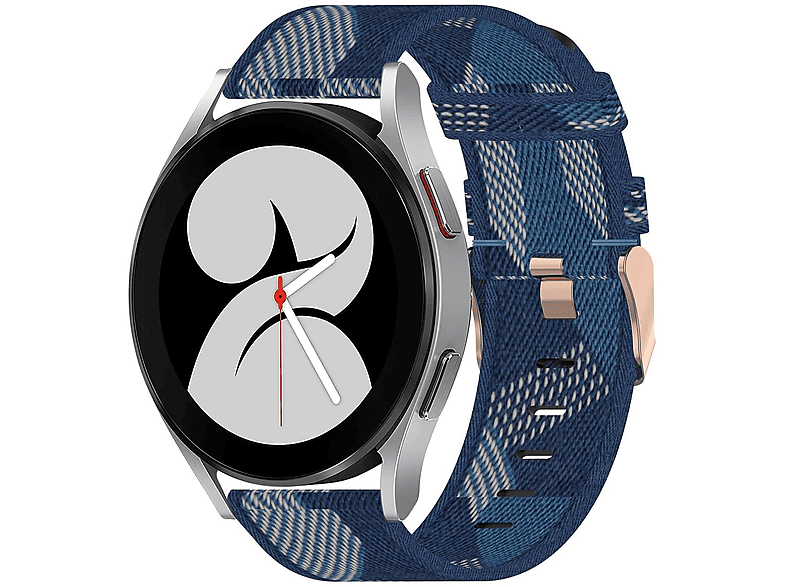 WIGENTO Gewebtes Nylon Armband Sport Band, Ersatzarmband, Samsung, Galaxy Watch 6 / 5 / 4 40 44 mm / Watch 5 Pro 45mm / Watch 6 / 4 Classic 43 47 mm / 42 46 mm, Blau
