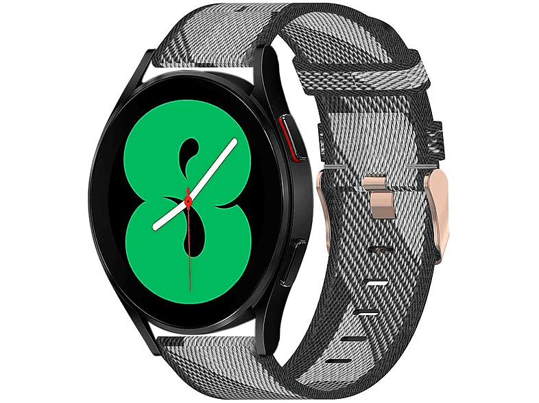 WIGENTO Gewebtes Nylon Armband Sport Band, Ersatzarmband, Samsung, Galaxy Watch 6 / 5 / 4 40 44 mm / Watch 5 Pro 45mm / Watch 6 / 4 Classic 43 47 mm / 42 46 mm, Grau