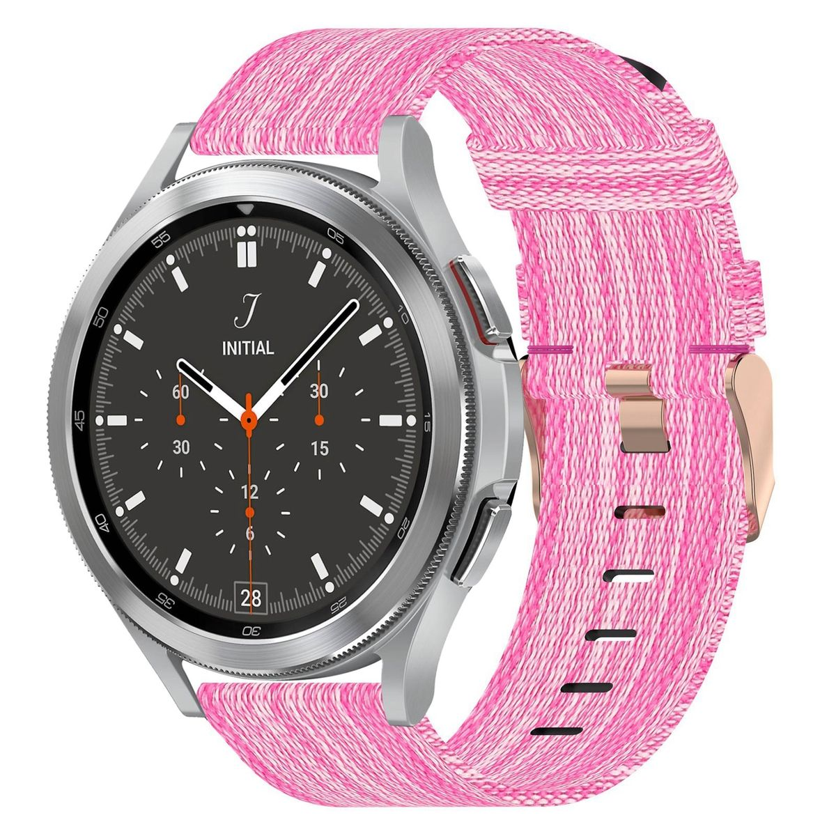 WIGENTO Gewebtes Nylon mm, Watch / Ersatzarmband, 45mm / Watch 6 5 46 Samsung, Galaxy / 5 43 Pro 47 mm 6 44 40 / 42 Band, mm Classic / Armband / 4 Rosa 4 Sport Watch