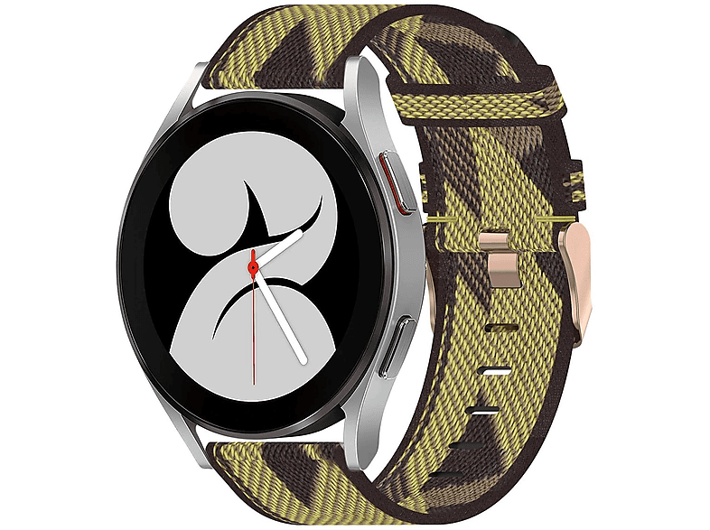 WIGENTO Gewebtes Nylon Armband Sport Band, Ersatzarmband, Samsung, Galaxy Watch 6 / 5 / 4 40 44 mm / Watch 5 Pro 45mm / Watch 6 / 4 Classic 43 47 mm / 42 46 mm, Gelb