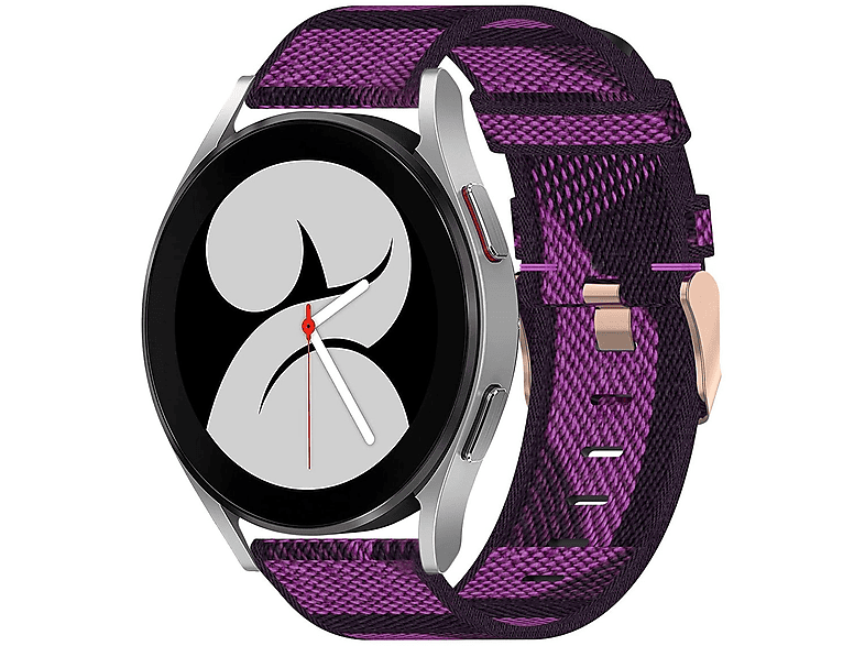 WIGENTO Gewebtes Nylon Armband Sport Watch 43 Samsung, 40 5 Classic 47 / 42 46 Band, 6 mm, mm Watch 5 44 mm 4 6 4 / 45mm / Watch / Ersatzarmband, Pro / Lila Galaxy 