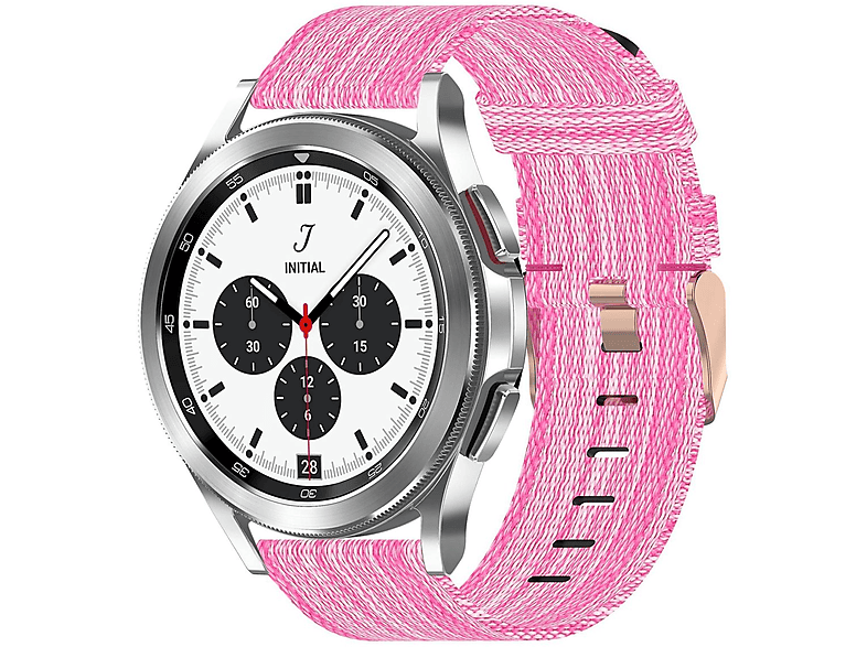WIGENTO Gewebtes Nylon Armband Sport / 6 / 5 Watch Galaxy Classic 4 44 Pro Watch 6 / 42 40 mm, mm 45mm / Watch Samsung, Ersatzarmband, 5 46 43 Rosa / 4 Band, mm 47 
