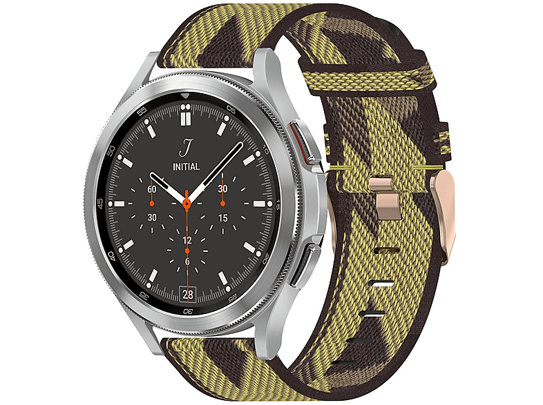 WIGENTO Gewebtes Nylon Armband Sport Band, Ersatzarmband, Samsung, Galaxy Watch 6 / 5 / 4 40 44 mm / Watch 5 Pro 45mm / Watch 6 / 4 Classic 43 47 mm / 42 46 mm, Gelb | Smartwatch Armbänder