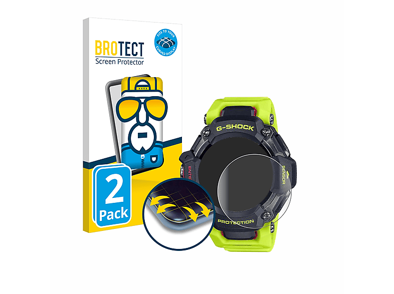 BROTECT 2x Flex Full-Cover 3D Curved Schutzfolie(für Casio G-Shock GBD-H2000)