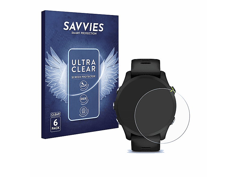 SAVVIES 6x klare Schutzfolie (für Garmin Forerunner 255 Music)