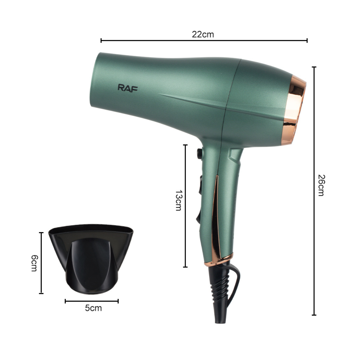 Haartrockner hohe Leistung Haartrockner und 2200W kalter heißer Haartrockner grün Haartrockner Wind Watt) BYTELIKE (2200
