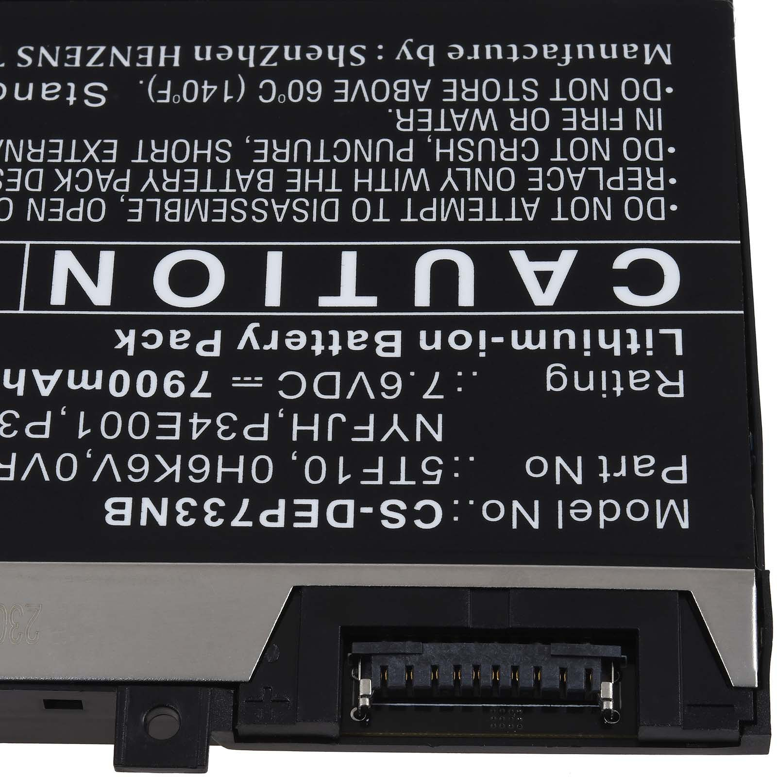 Batterieetikett mit Text, Warnungen und technischen Details. Es ist ein CS-DEPE733NB-Modell.