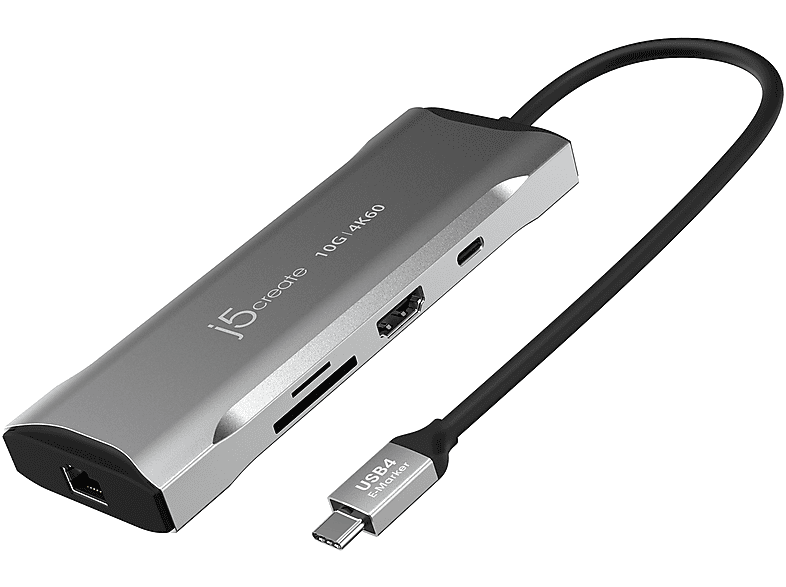 J5CREATE JCD393-N 4K60 Elite USB-C 10Gbps, USB Hub, Space Grey