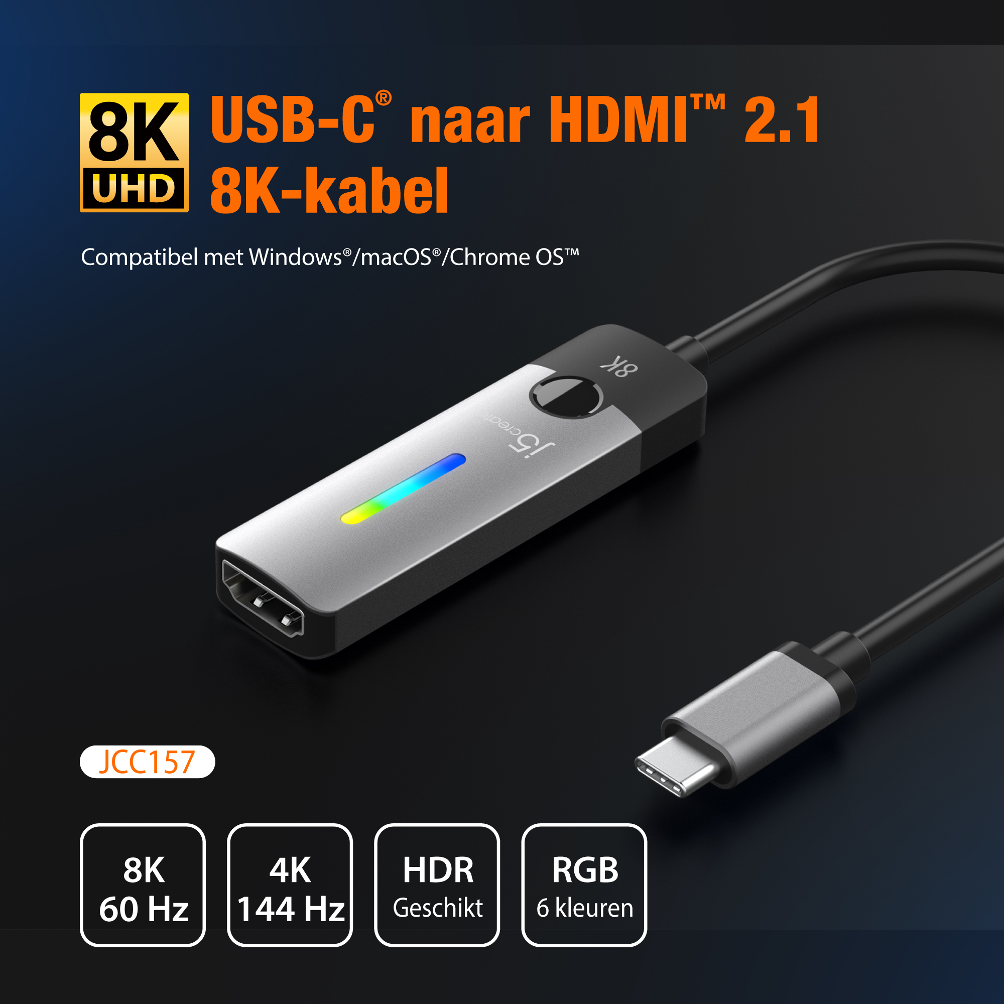 Space J5CREATE HDMI USB-C-zu-HDMI JCA157-N Gray/ Adapter, 2.1-8K Schwarz