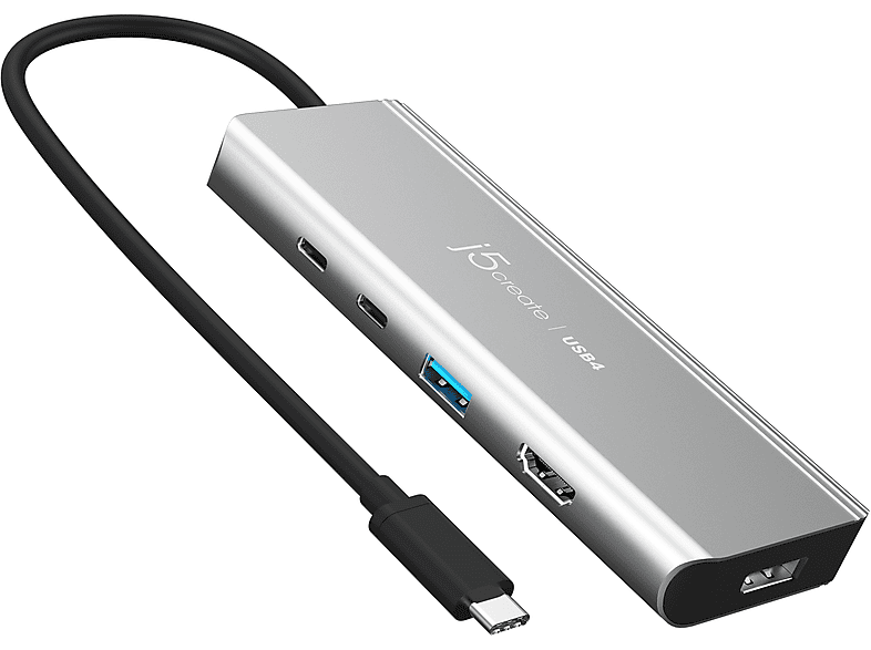Hub, USB4 USB J5CREATE JCD401-N 4K Multi-Port, Dual Silber