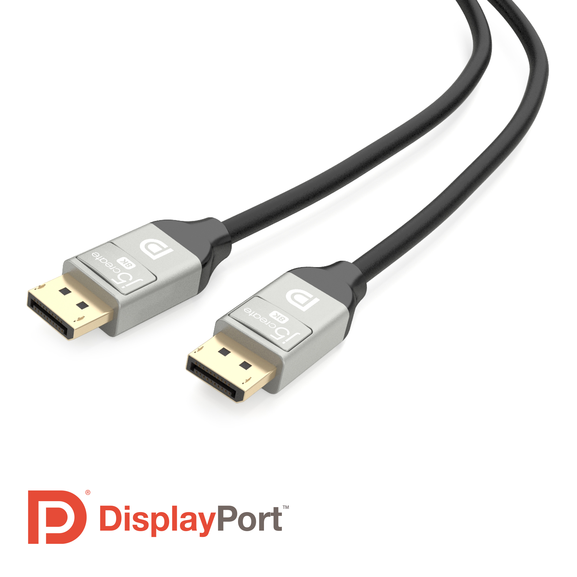 J5CREATE JDC43-N 8K DisplayPort Kabel, Grau und Schwarz