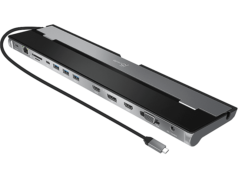 Silber Schwarz USB-C Monitor JCD543-N J5CREATE dreifach Dockingstation, und