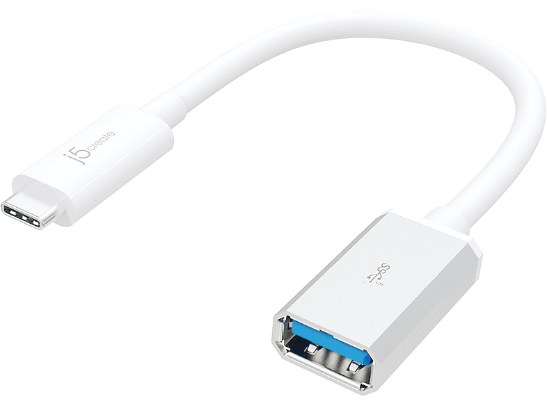 J5CREATE JUCX05-N USB-C 3.1 zu Type-A USB Adapter, Weiß und Silber | USB Adapter
