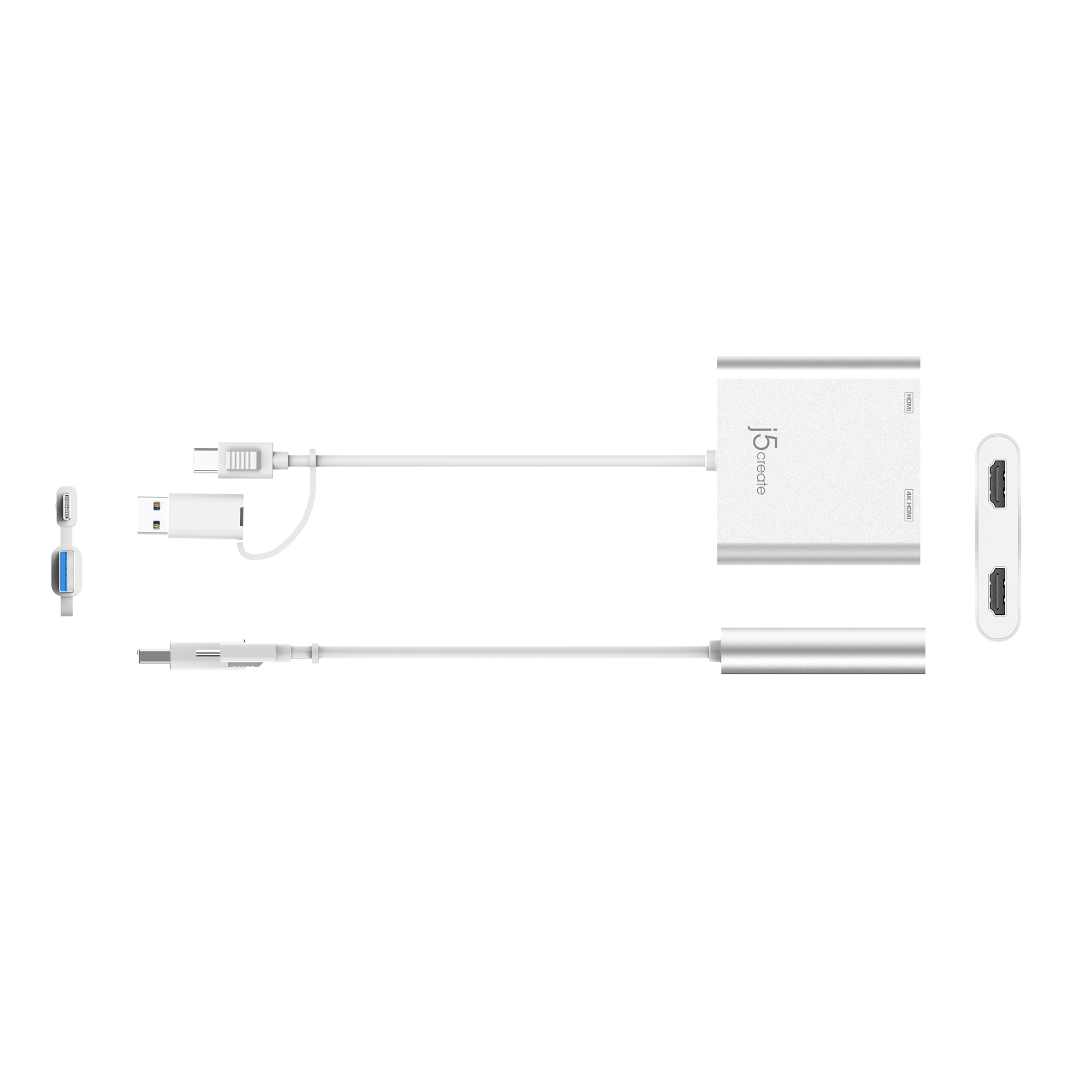 Silber Adapter, USB-C JCA365-N zu HDMI J5CREATE Multi-Monitor