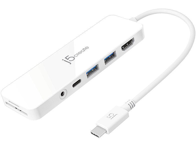 USB Hub, Lleichter JCD373-N Weiß Multi, USB-C J5CREATE