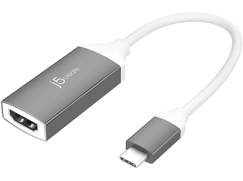 J5CREATE JCA153G-N USB-C zu Space HDMI Grey 4K und Adapter, weiß