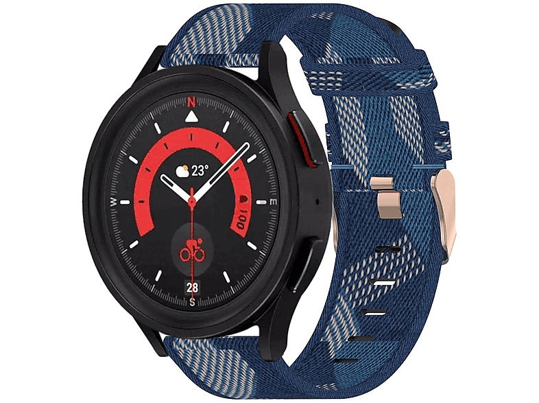47 4 40 44 43 / Band 4 mm Galaxy Nylon Watch WIGENTO Armband Samsung, 6 Blau mm, Sport Watch Pro Classic Gewebtes 5 Ersatz, mm 45mm / Watch / / 5 / Ersatzarmband, / 42 46 6
