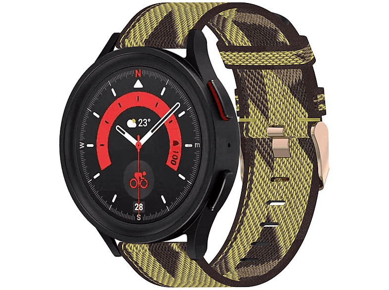 Watch / Watch Nylon Ersatz, Band Gelb WIGENTO mm / 42 Samsung, 6 45mm / Watch 47 4 6 40 / 44 mm, 46 5 Classic mm 4 Sport 5 43 / Armband Ersatzarmband, / Gewebtes Galaxy Pro