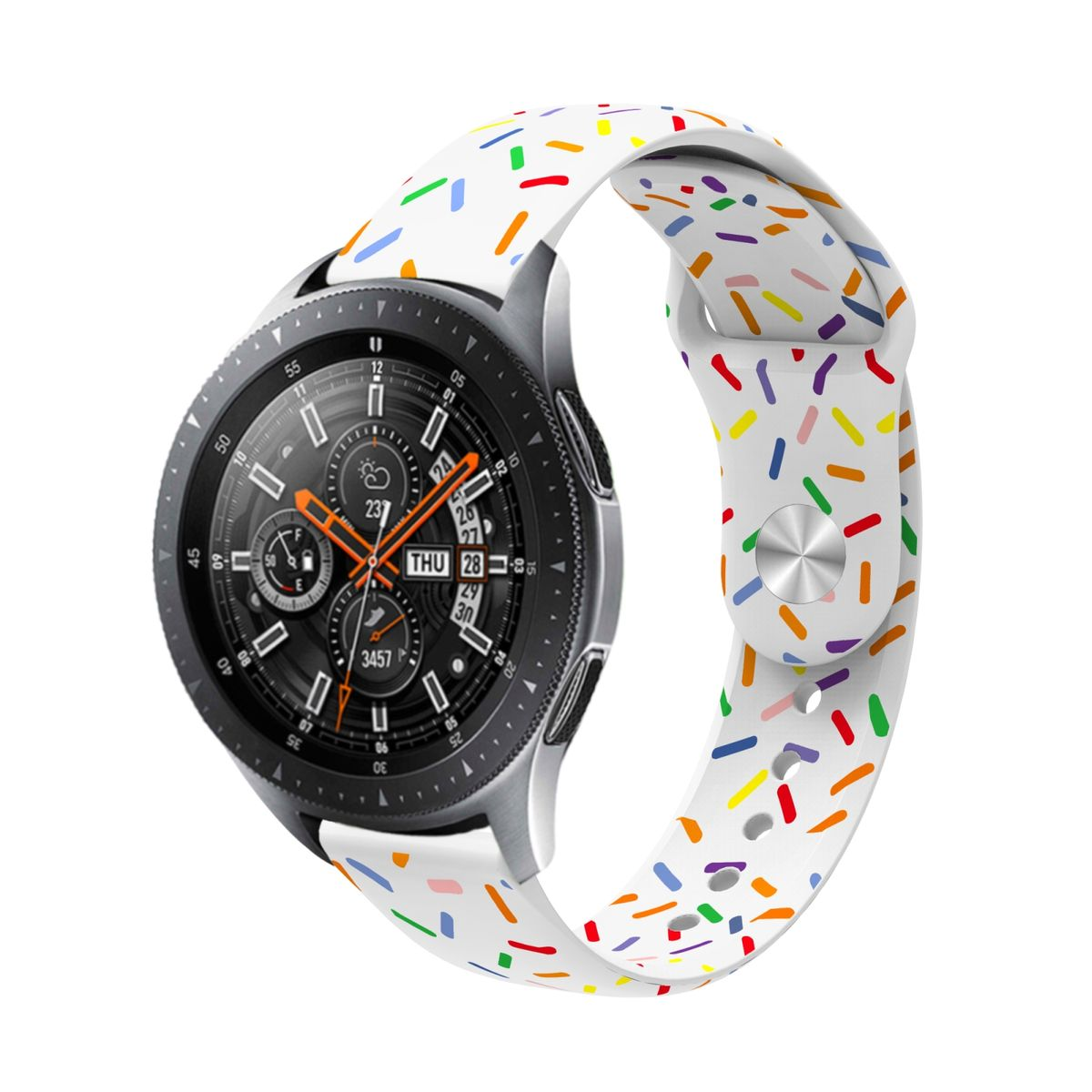 WIGENTO Silikon Sport Design mm 4 Weiß Watch Band Verschluss, Watch mm, 6 Pro / 45mm / Watch 44 praktischen / 43 / / 6 Samsung, 40 Galaxy 4 Classic mit 47 Ersatzarmband, / 42 mm 5 5 46