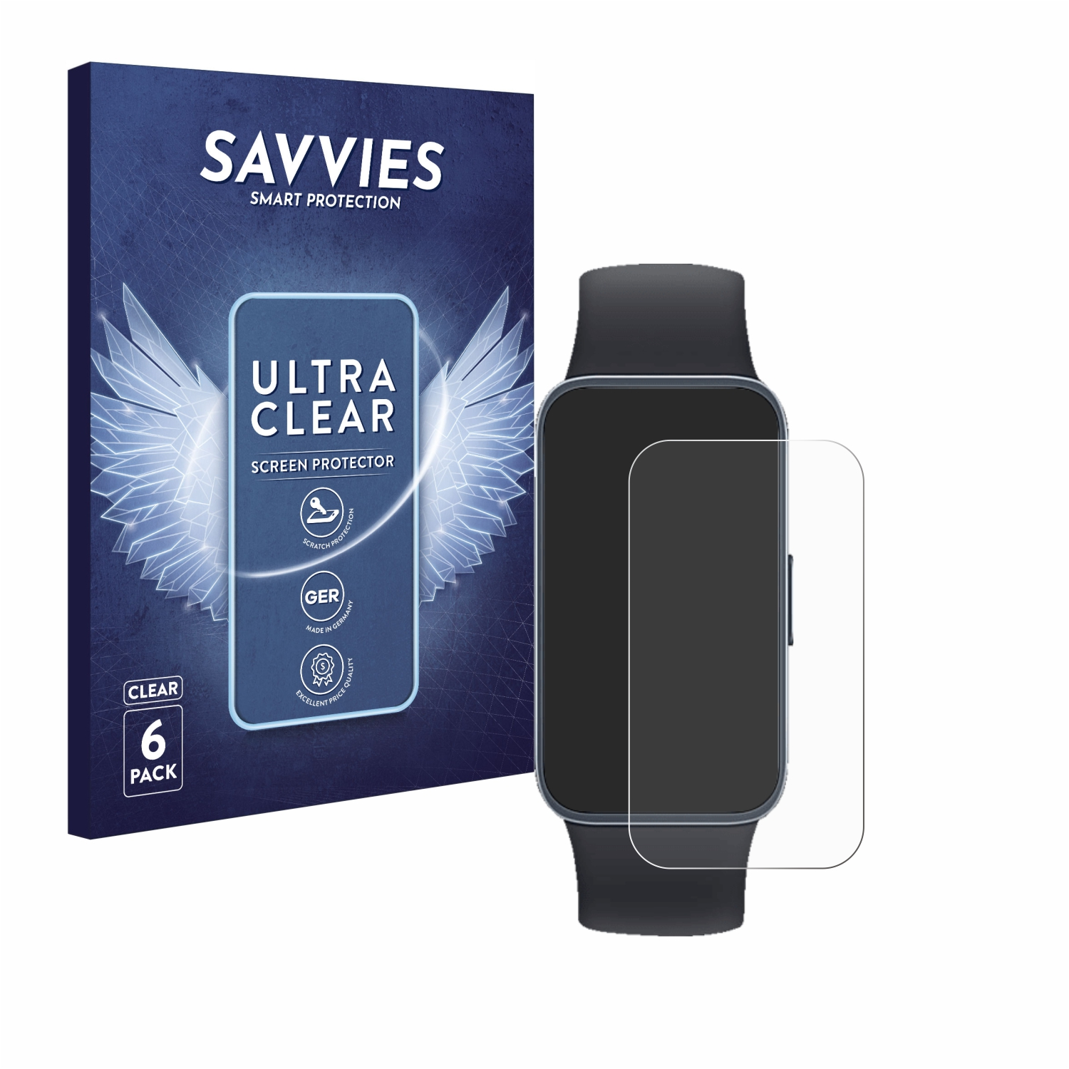 SAVVIES 6x klare Schutzfolie(für Band Huawei 8)