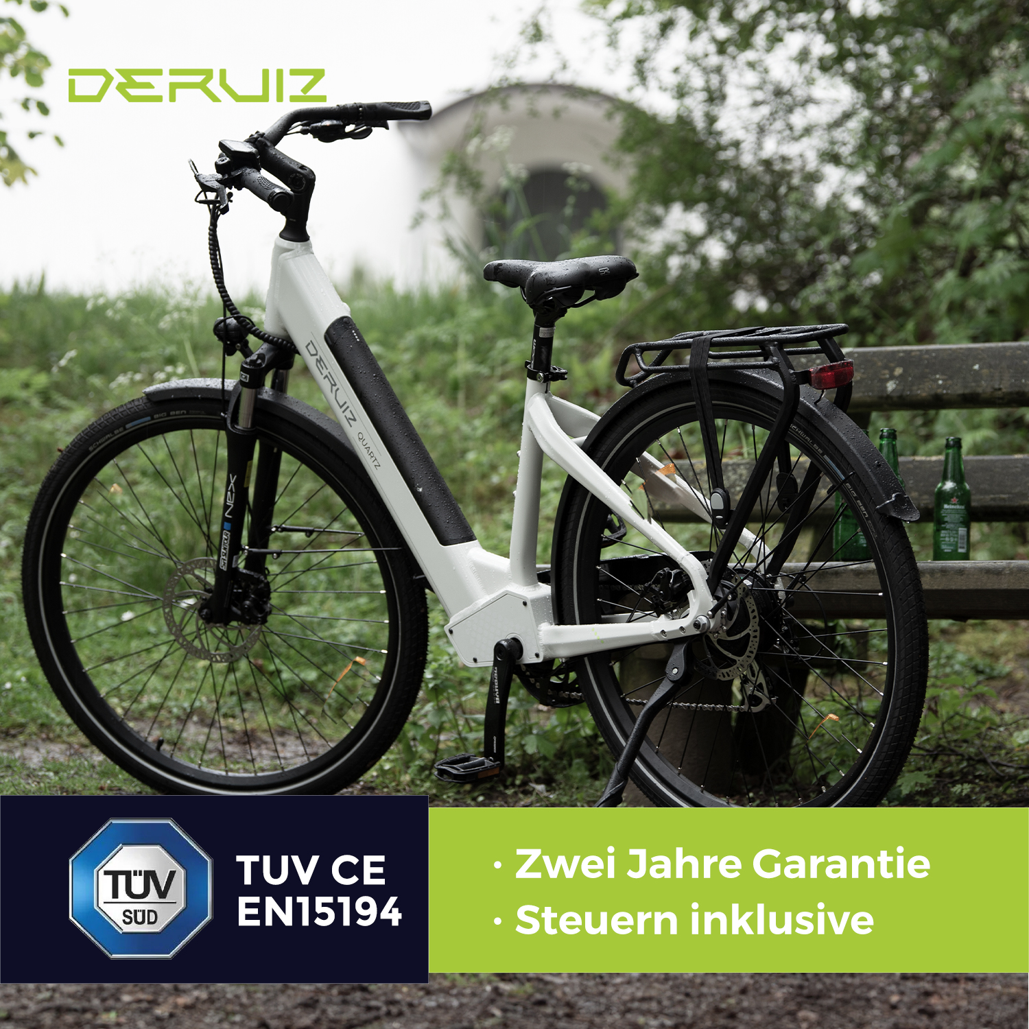DERUIZ Elektrofahrrad Cityrad (Laufradgröße: 28 644, Damen-Rad, Weiß) Zoll, Citybike