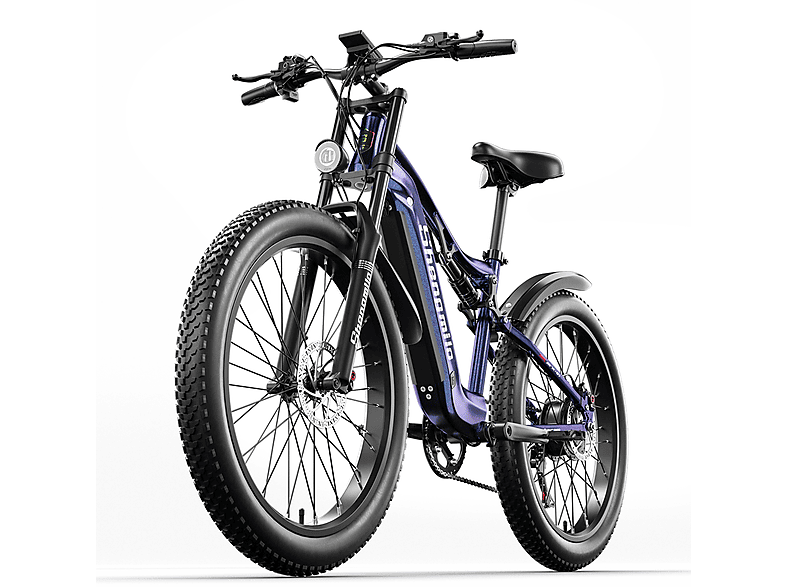 SHENGMILO Modisches Elektrofahrrad MX03, Rahmen aus Aluminiumlegierung, 48V 1000W BAFANG-Motor Mountainbike (Laufradgröße: 26 Zoll, Unisex-Rad, 840Wh, Blau)