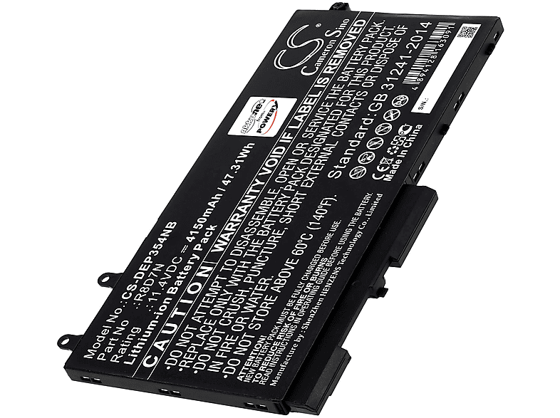POWERY Akku für Dell Typ R8D7N Li-Ion Akku, 11.4 Volt, 4150mAh