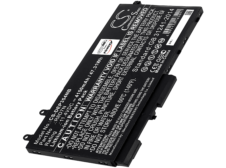 POWERY Akku für Dell Typ W8GMW Li-Ion Akku, 11.4 Volt, 4150mAh
