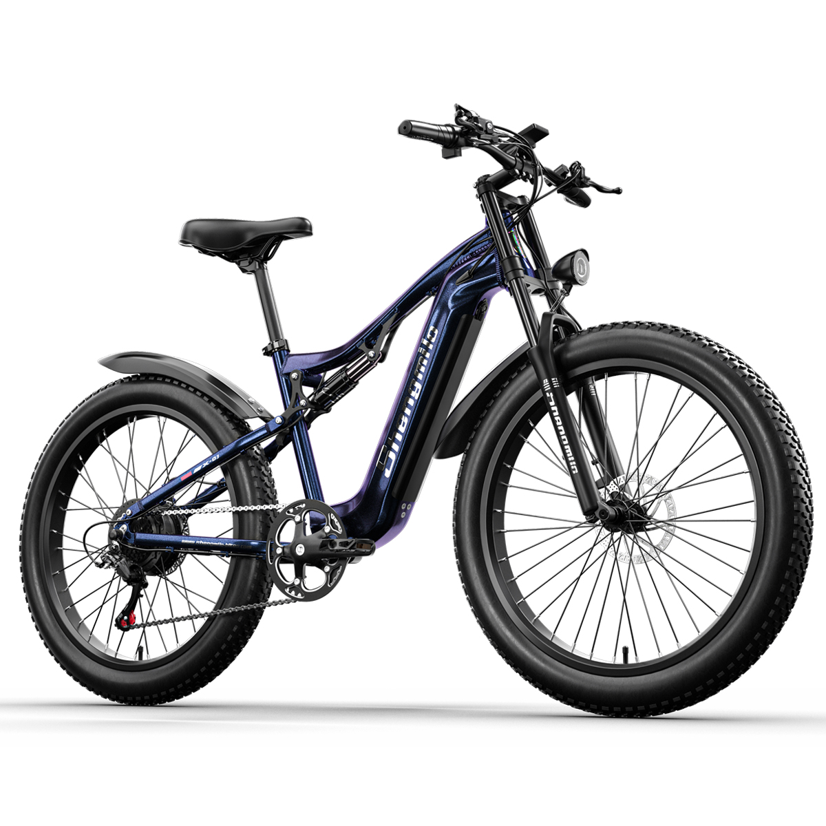 48-V-17.5-Ah-Akku vollgefederte für SHENGMILO 26 (Laufradgröße: Stoßdämpfung, Blau) Zoll, Unisex-Rad, 840Wh, Erwachsene, Mountainbike austauschbarer MX03-Elektrofahrrad