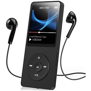 Reproductor MP3  - Reproductor MP3 MP4 Bluetooth Walkman Hi-Fi con Radio Pantalla de 1.8" TF 128GB SYNTEK, 64 GB, hasta 6 h, negro