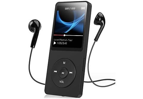 Reproductor MP3 - Reproductor MP3 MP4 Bluetooth Walkman Hi-Fi con Radio  Pantalla de 1.8 TF 128GB SYNTEK, 64 GB, hasta 6 h, negro