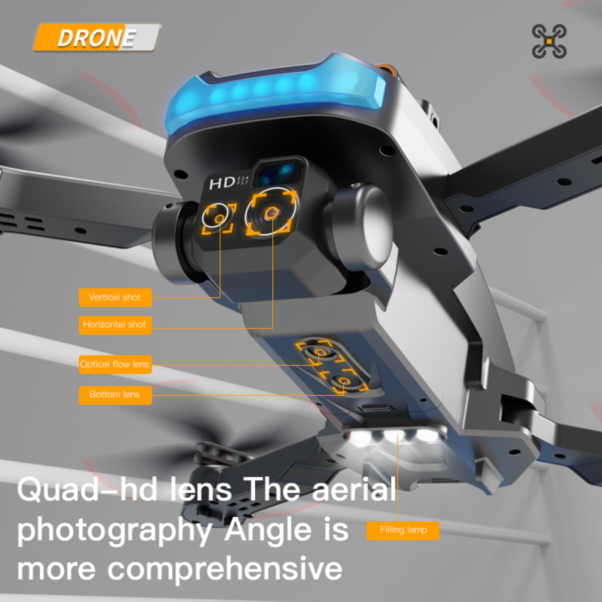 BYTELIKE Drohne Fluss optischer Fernsteuerung Spielzeug feste Höhe Drohne, Quadcopter schwarz Echtzeit-Luftbildfotografie
