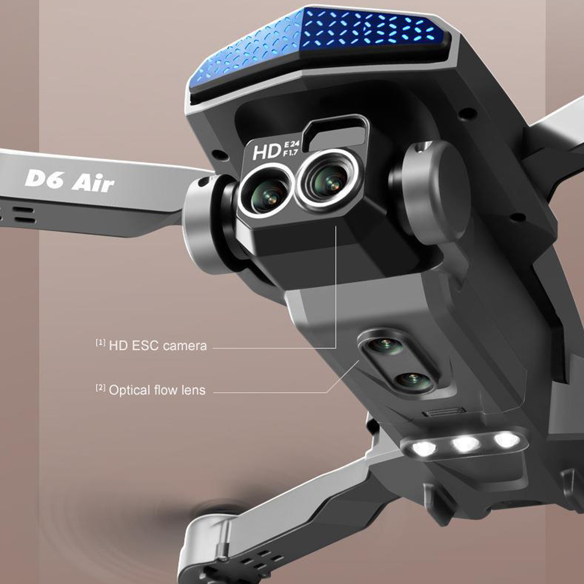 BYTELIKE Drohne Hindernisvermeidung RC-Flugzeug optischer Drohne, ESC HD-Luftbildaufnahmen Fluss grau