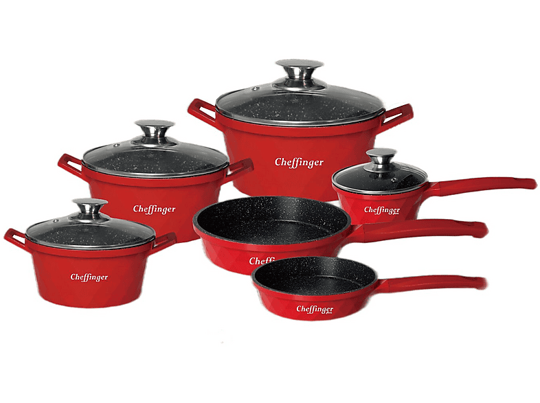 CHEFFINGER 12-Teilig Diamant Topf Kochtopfset Aluminium | MediaMarkt
