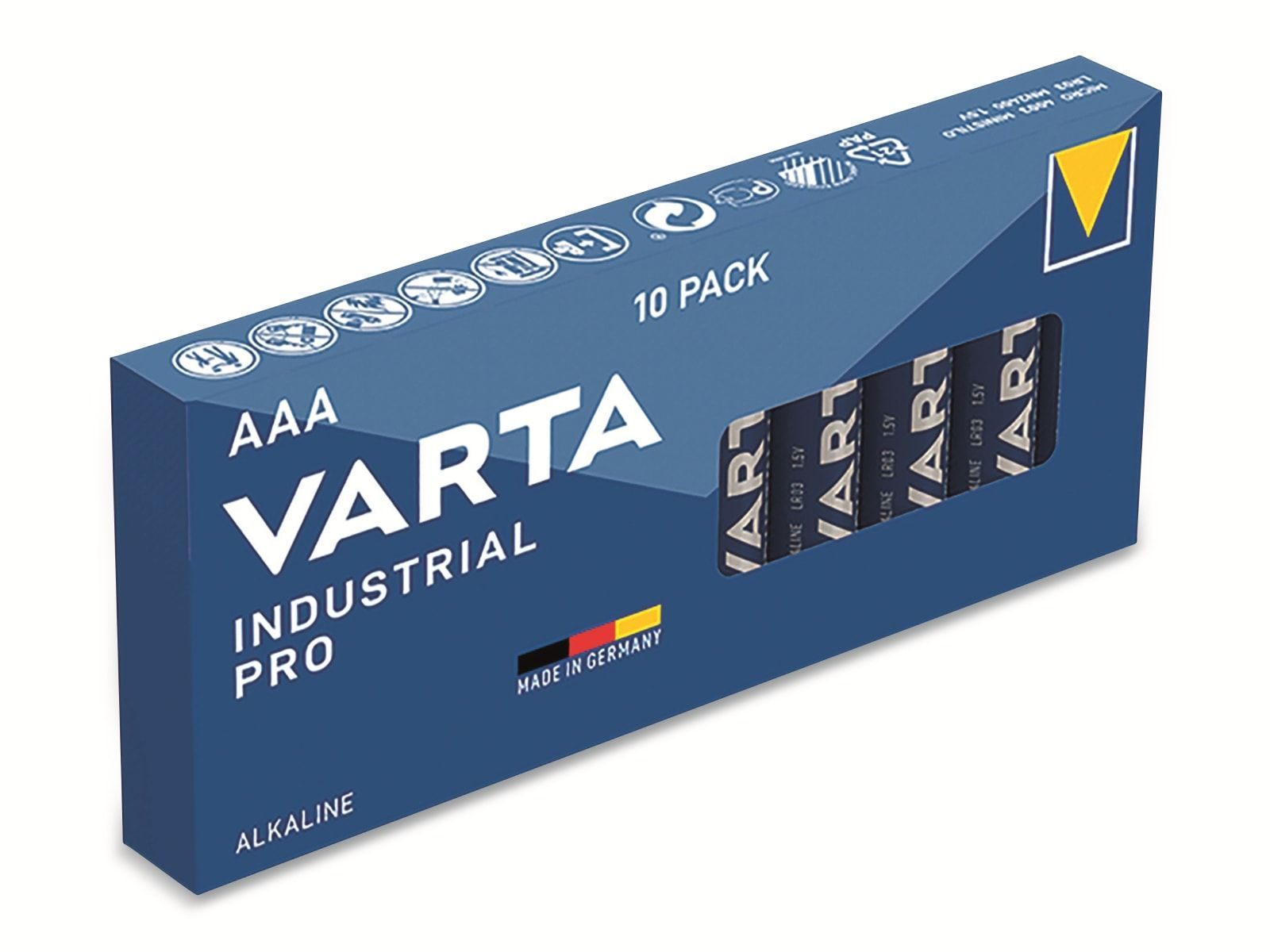 VARTA Batterie Alkaline, Micro, AAA, Alkaline Batterie 1.5V, Stück Industrial 10 Pro, LR03